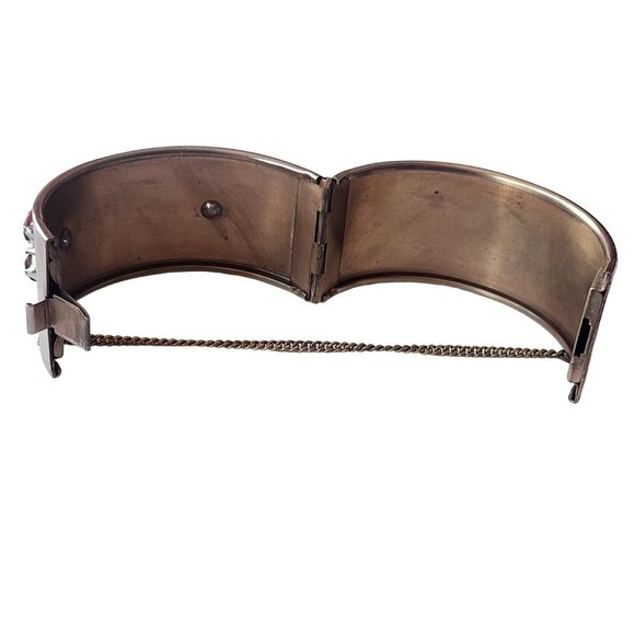 Deco Inspired Vintage Rhinestone Wide Bangle Bracelet (A4806) - Picture 3 of 5